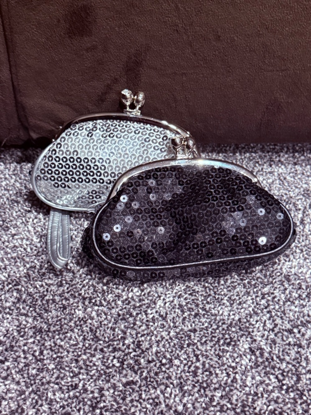 Claire’s Sequin Black Silver Change Kiss Lock Set New With Tags